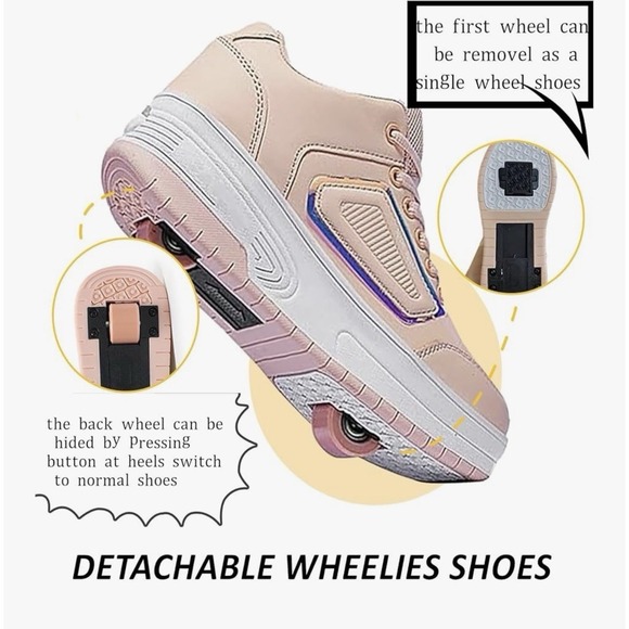 Miya-Miya Roller Skate Shoes Girl's Pink Kids Size 1 Adjustable Rollers Button - Picture 14 of 16